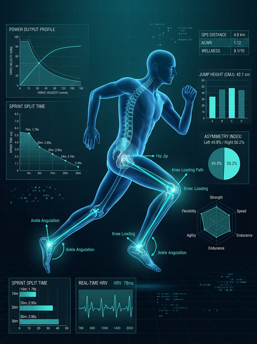 Athlete biomechanics dashboard — performance monitoring visualization